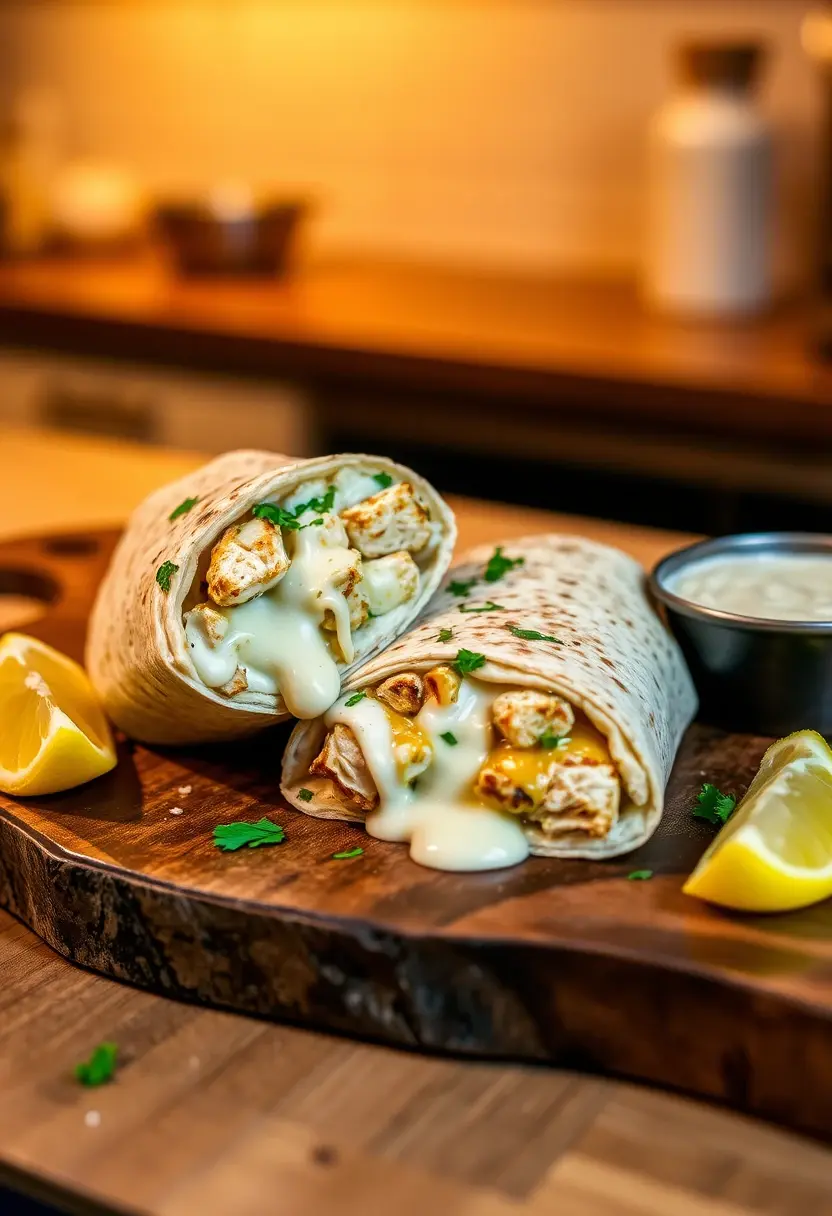 Cheesy Garlic Chicken Wraps recipe