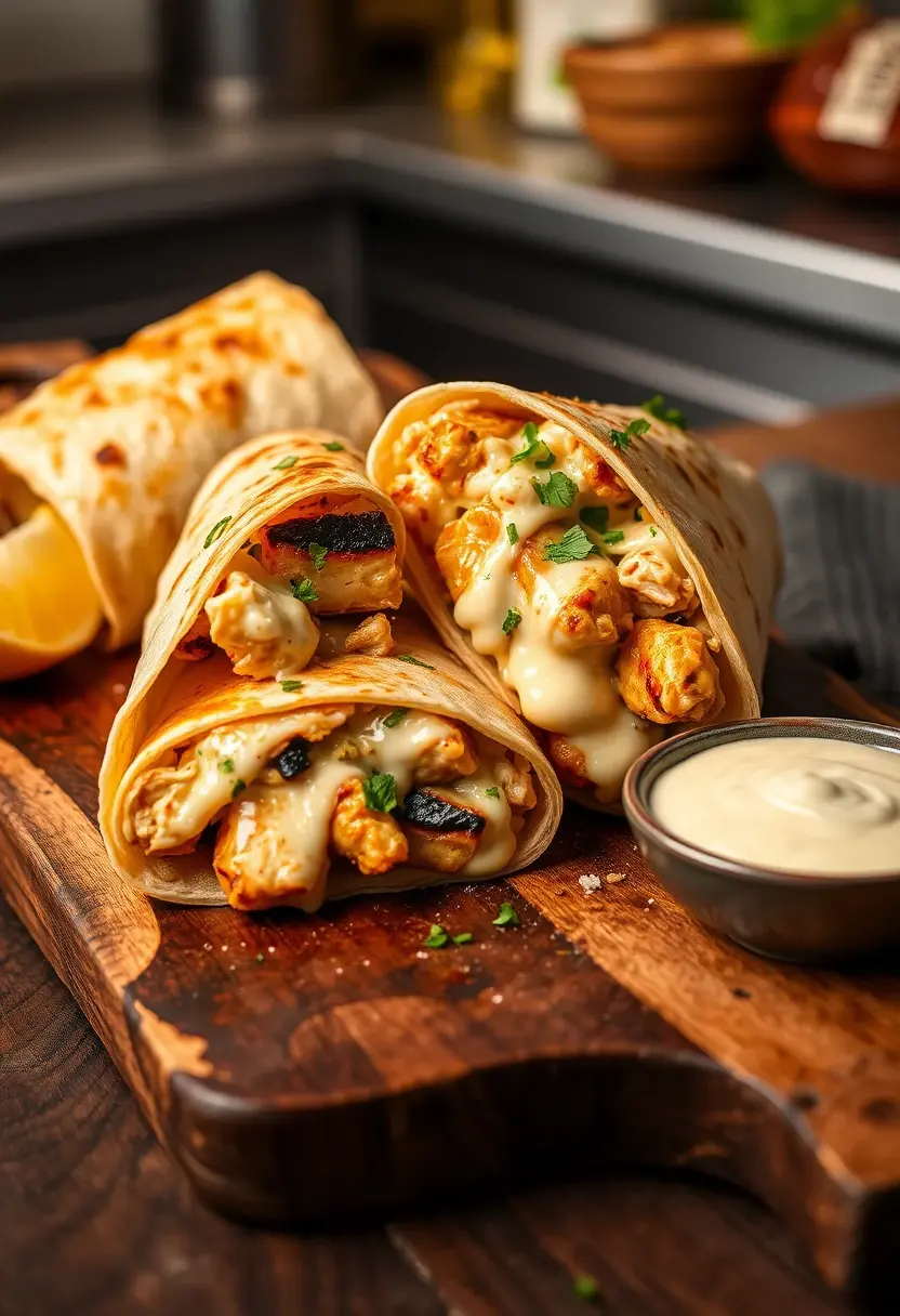 Cheesy Garlic Chicken Wraps recipe