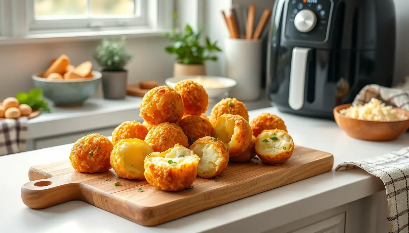 Air Fryer Cheesy Mashed Potato Balls recipe