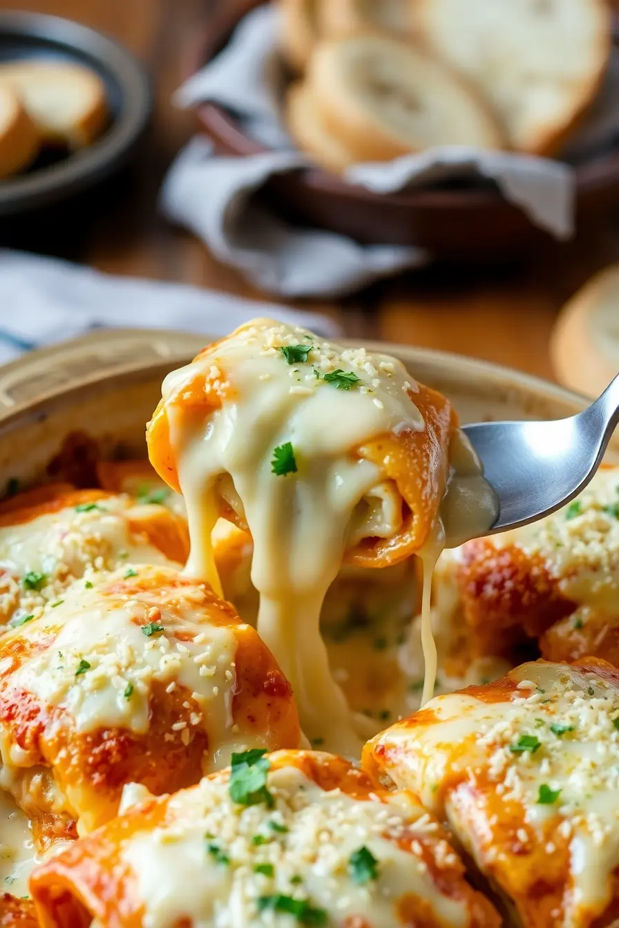 Chicken Alfredo Lasagna Rolls recipe