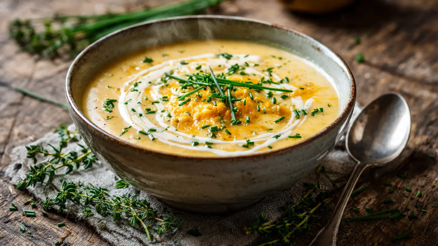 Cheddar Garlic Herb Potato Soup