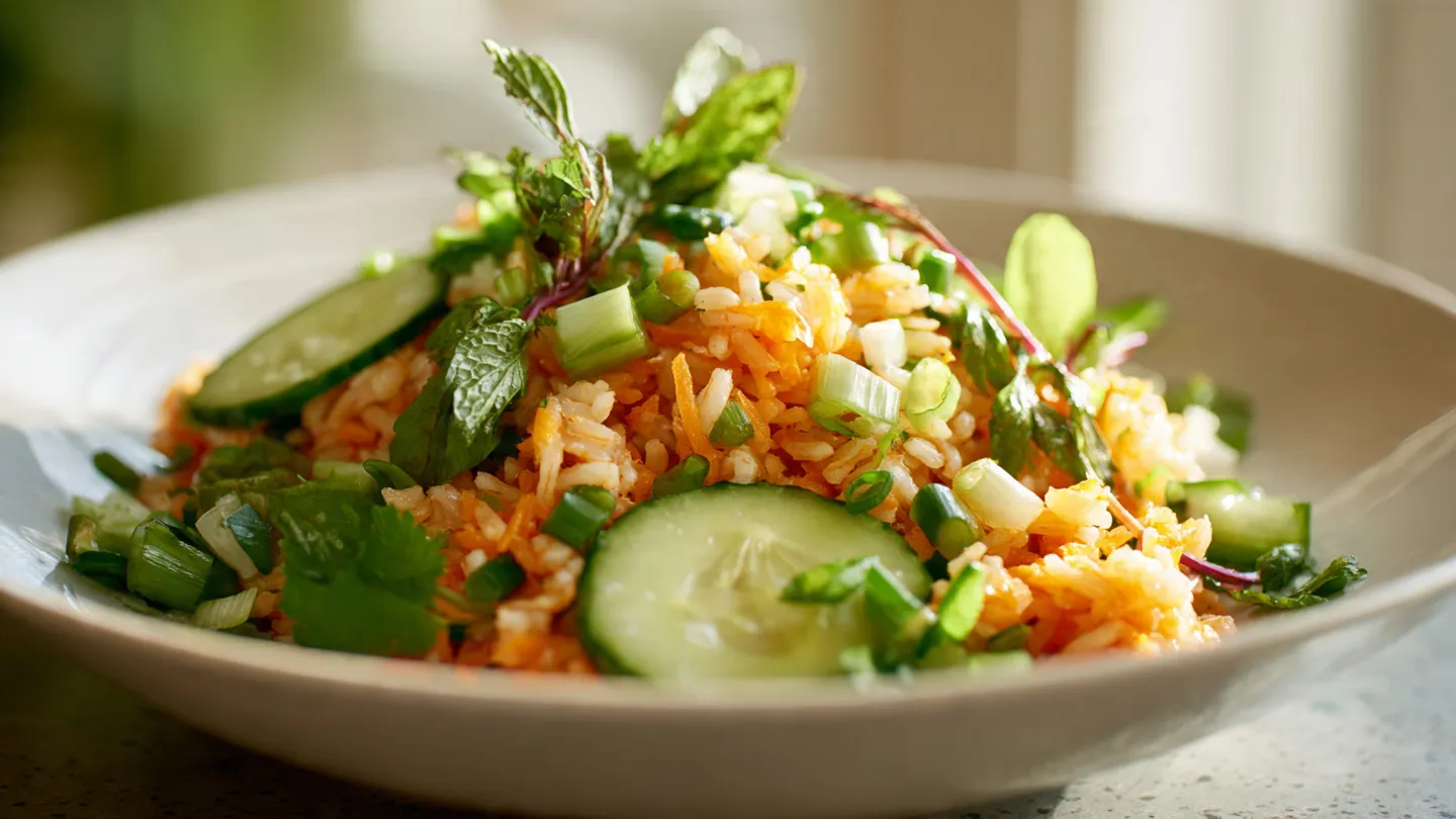 Crispy Rice Salad with Cucumbers and Herbs