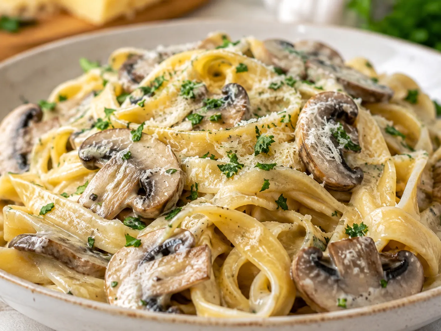 Creamy Garlic Parmesan Mushroom Pasta Recipe