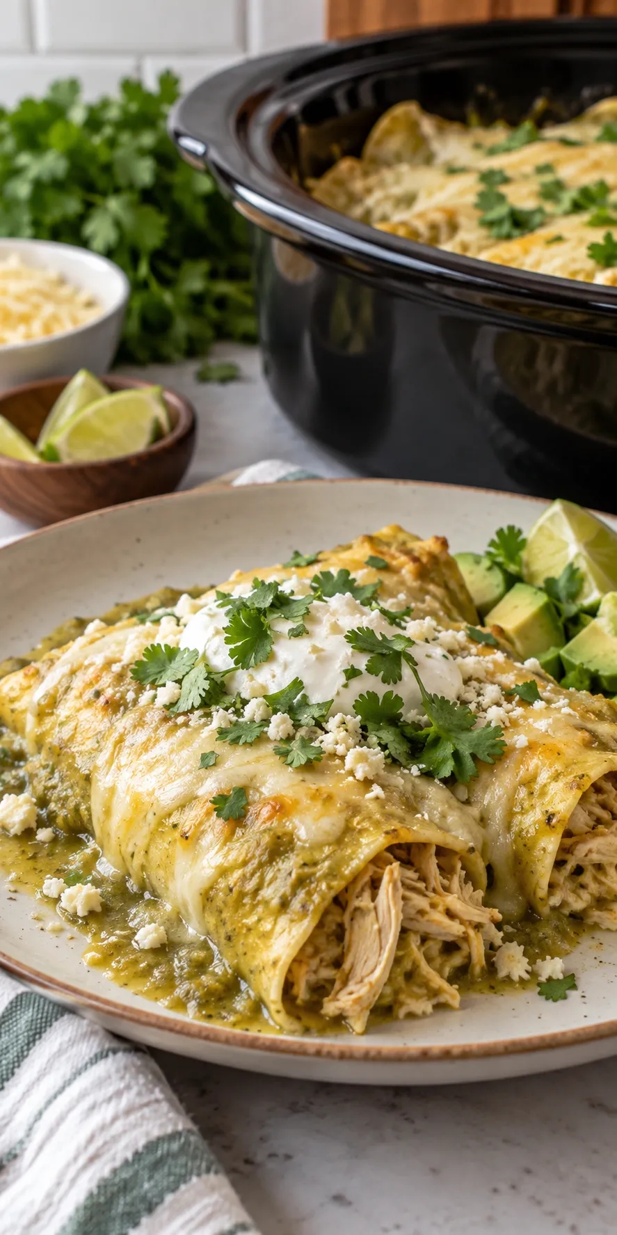 Crockpot Green Chicken Enchiladas Recipe